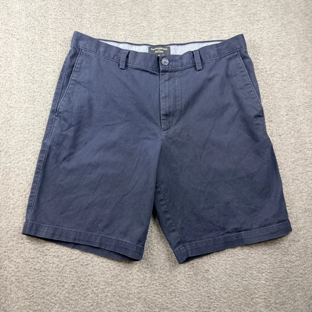 Banana Republic Aiden Short Mens 34 Navy Blue Chino Cotton Stretch Casual Summer